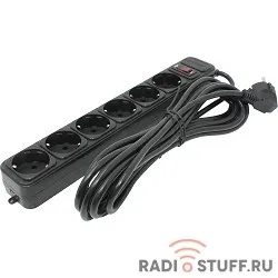 Exegate EX119395RUS Сетевой фильтр Exegate SP-6-5B (6 розеток, 5м, евровилка, черный)