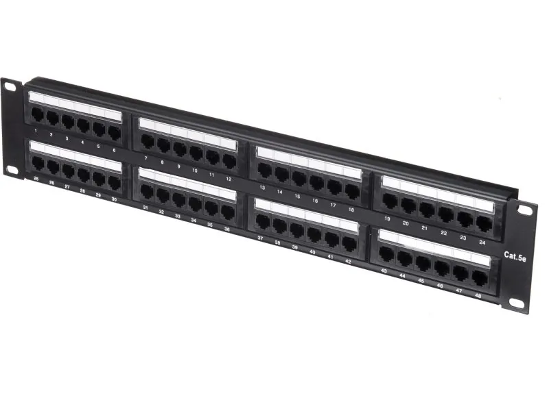Патч-панель UTP, 19", 48 портов RJ45, cat.5е, 2U, Dual Type, "L"