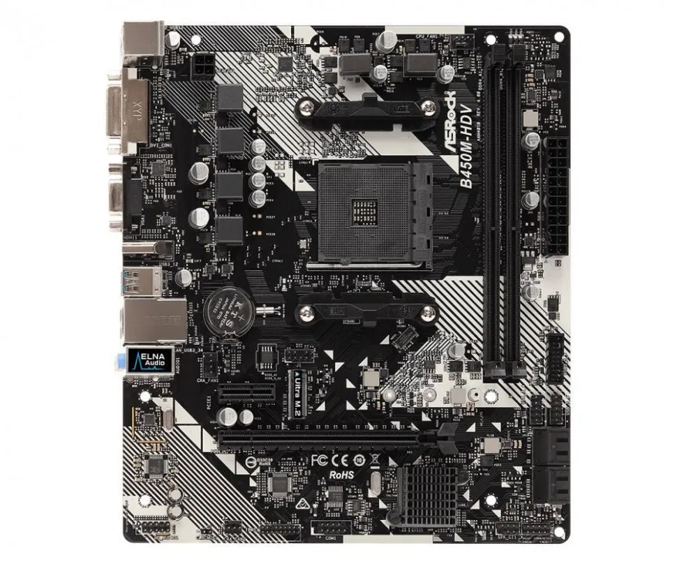 Материнская плата AMD B450 SAM4 MATX B450M-HDV R4.0 ASROCK
