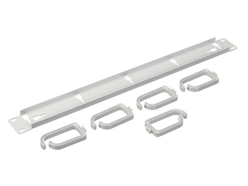 Кабельный органайзер 19", 1U, металлический, 5 пластик. колец, серый "J"